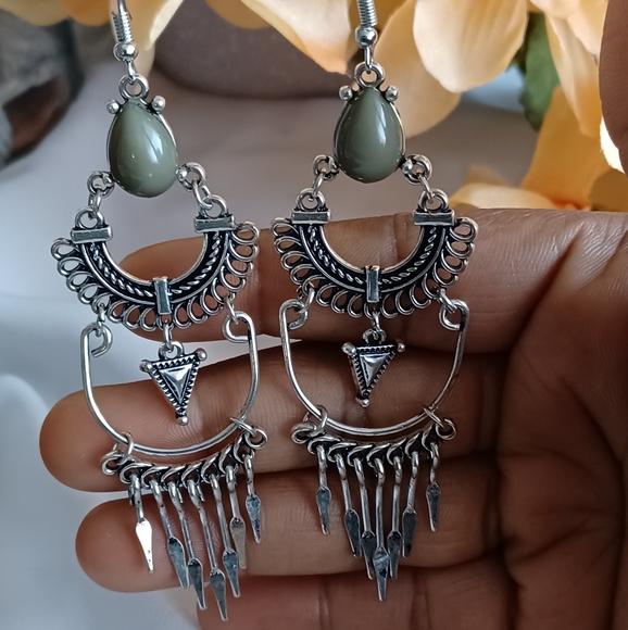 Rustic Ethnic Chandelier Earrings - Picture 7 of 8
